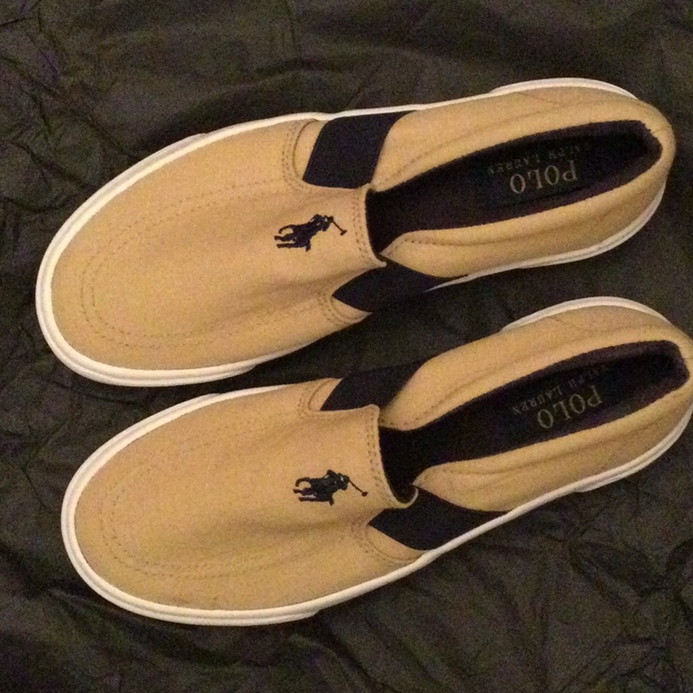 Polo Ralph Lauren.  tan canvas slip on.